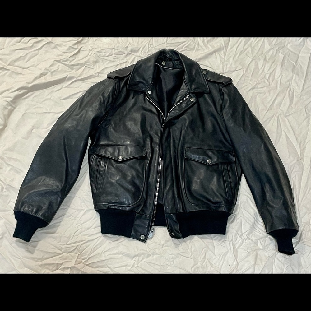 Schott Leather Bomber Jacket Size 42